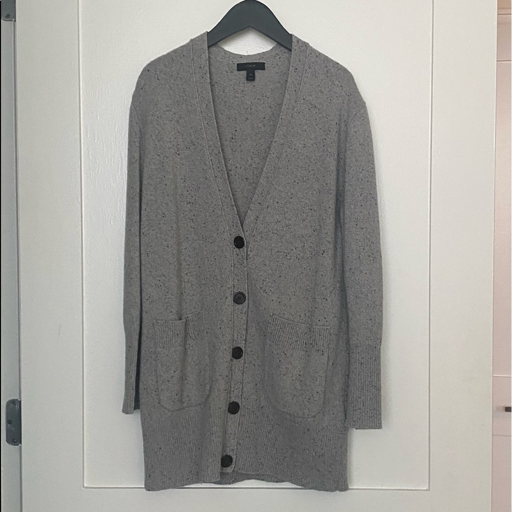 EUC J. Crew gray speckle wool cardigan sz xs